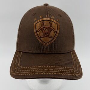 Ariat Trucker Hat Mens OSFM Brown Embroidered Shield Logo Mesh Back Cap